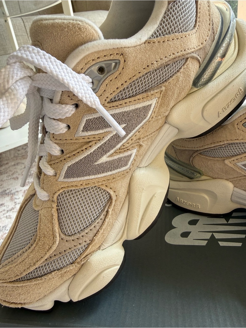 New Balance Women's Beige and Gray Athletic Sneakers - Picture 3 of 8